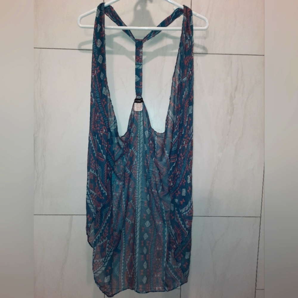 $ Chatties medium Racer Back Boho Patterned Duster excellent used condition
